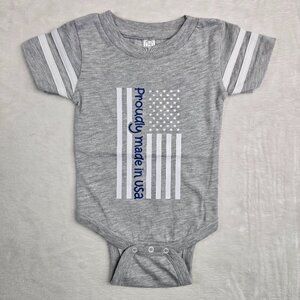Baby Bodysuit Size 6 Month Infant Toddler Proudly Made in USA Flag Print